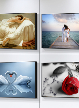 卧室挂画床头现代简约装饰画温馨主卧背景墙房间墙画酒店宾馆壁画