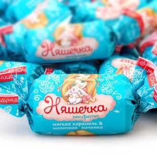 俄罗斯进口俄宝多牌尼亚果仁巧克力糖果香浓软绵奶糖休闲网红零食