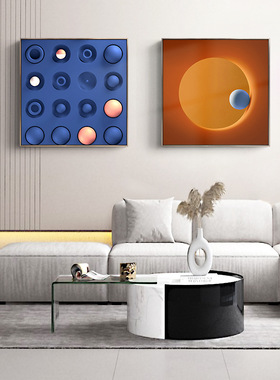 现代简约客厅装饰画立体几何橙色挂画沙发背景墙方形壁画厂家