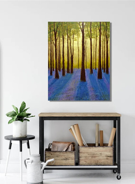 绿色森林大树客厅装饰画原木风景卧室壁画系艺术感办公室挂画