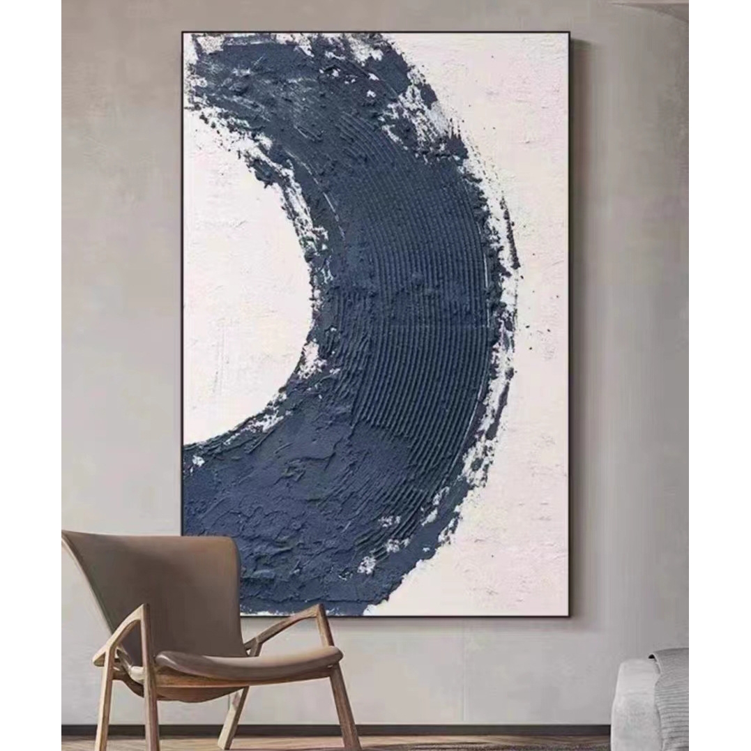 纯手绘立体装饰画现代极简风侘寂风高级灰色客厅玄关挂画大落地画图片