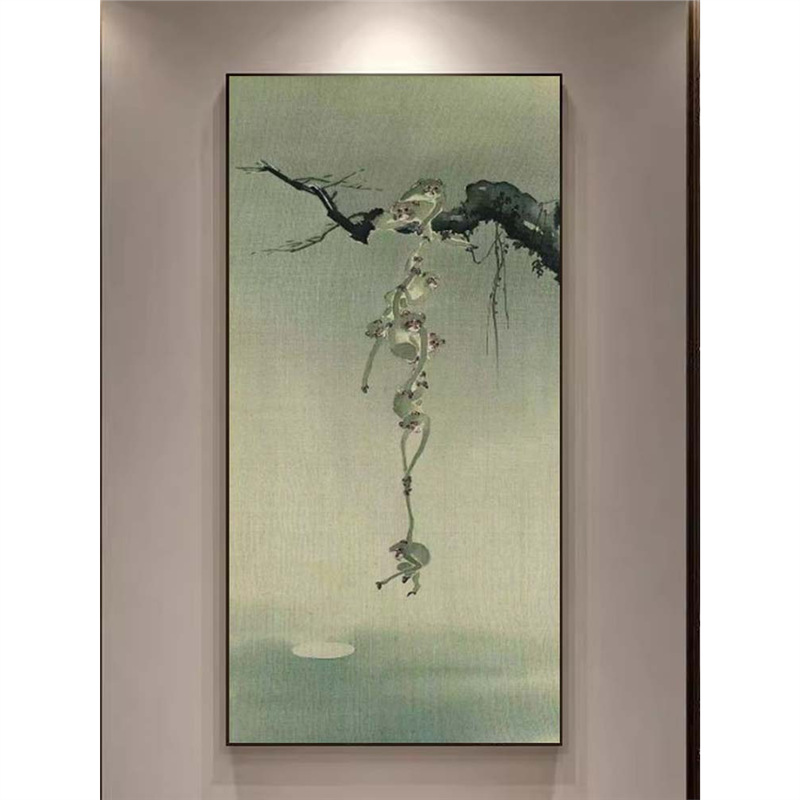 新中式猴子捞月图客厅沙发背景装饰画古风餐厅装饰画玄关书房挂画