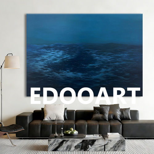 意式蓝调海洋肌理纯手绘油画现代客厅高档装饰画玄关走廊风景挂画