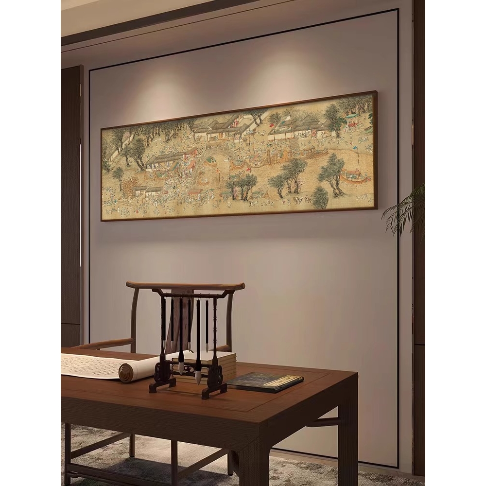 清明上河图中式客厅装饰挂画横幅国画古画书房办公室茶室字画壁画