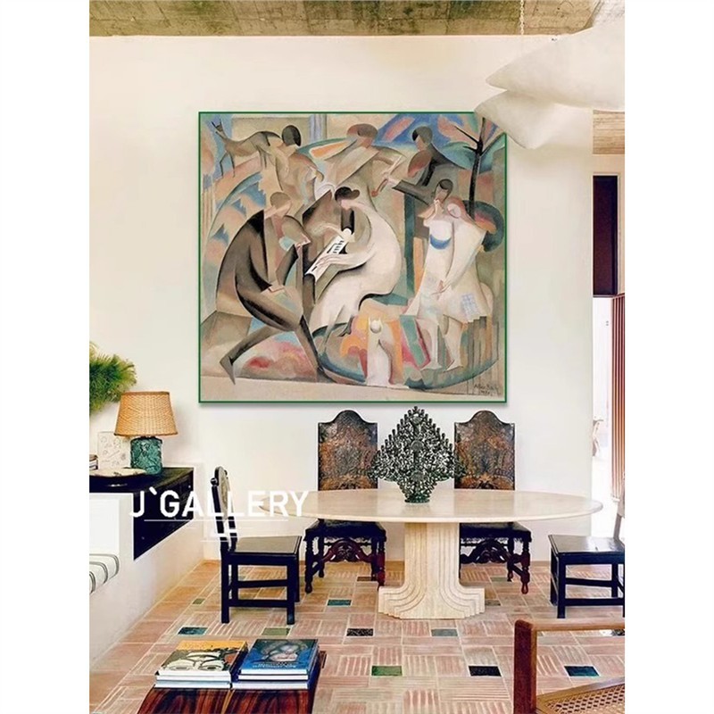 《花园里的音乐会》客厅装饰画抽象高级酒店别墅壁画沙发背景挂画
