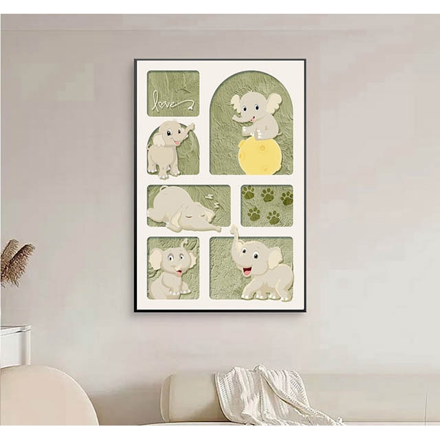 晶瓷画可爱卡通动物儿童房卧室客厅进门玄关客厅挂画装饰画挂画图片
