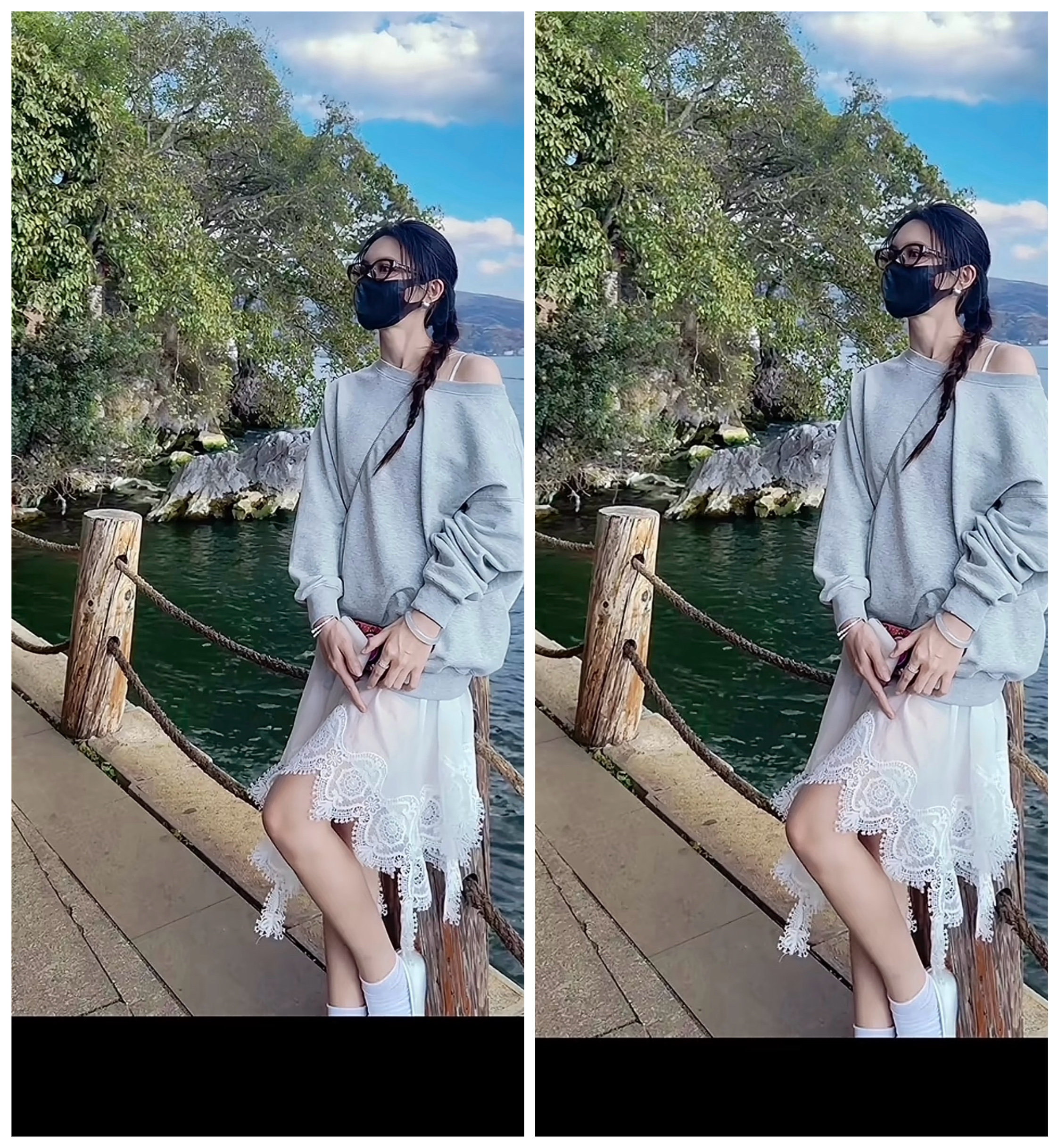 小杨嫂同款秋冬露肩卫衣女运动套头斜领肩宽松上衣