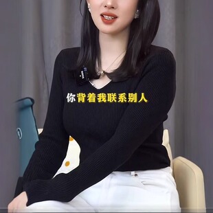 v领针织打底衫女内搭春秋薄款2024新款设计感小众不撞款上衣