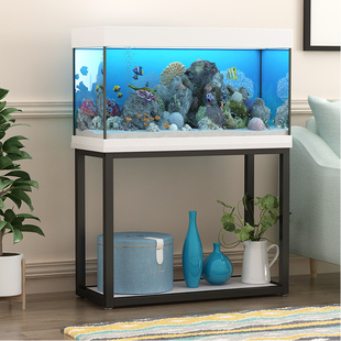 北欧铁艺鱼缸架龟缸架实木不锈钢底座小型沙发边桌定制简约鱼缸柜