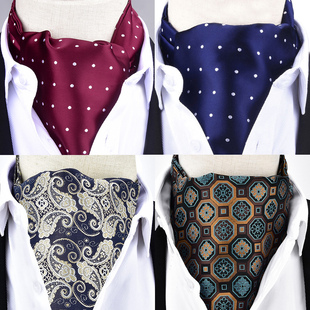 酒红色西装围脖领巾男士职业正装衬衫休闲复古商务英伦领口巾保暖