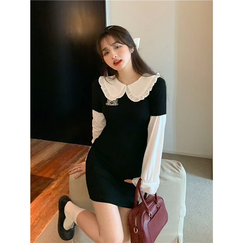 Real price design skirt sweet spicy skirt shirt skirt slim fit short fake two pieces dress spring and summer