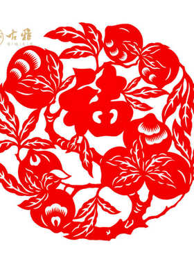寿桃窗花新年春节剪纸纯手工