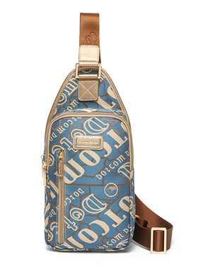 盛装舞步春夏新款帆布胸包大容量休闲字母色织背包男女通用潮X74D