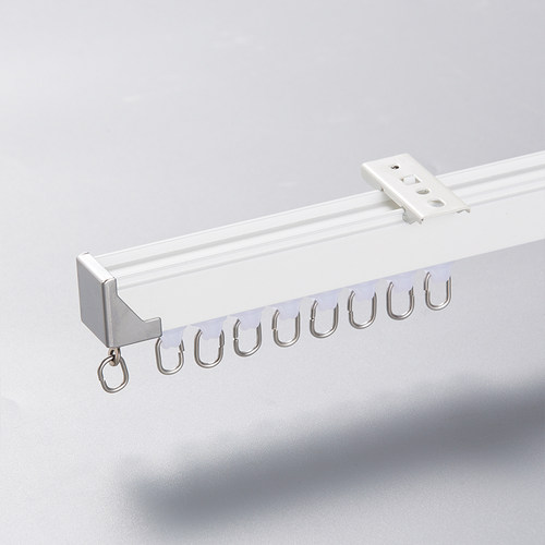 窗帘轨道滑轮窗帘杆铝合金直轨顶装侧装滑轨静音单双导轨滑道