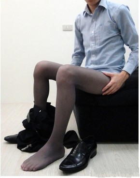 性感男士彩色连裤袜超薄低腰