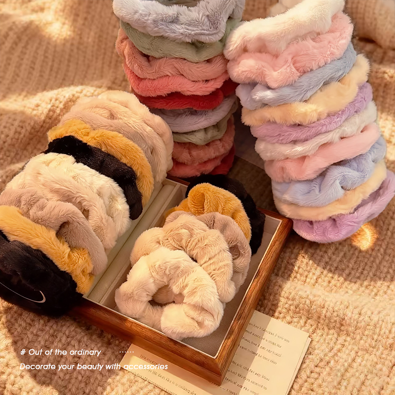 秋冬季毛绒大肠发圈头绳女扎头发