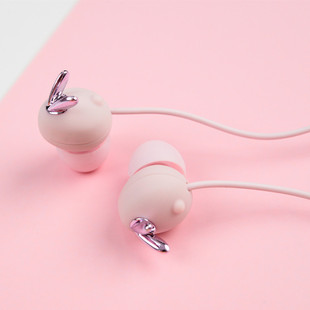 粉色卡通耳机入耳式 女生韩版 可爱少女心安卓苹果通用有线带麦线控