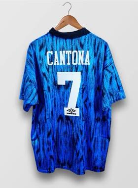 Retro 92 93 Manchester UTD BLUE United Shirt Cantona Jerseys