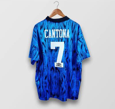 Retro 92 93 Manchester UTD BLUE United Shirt Cantona Jerseys