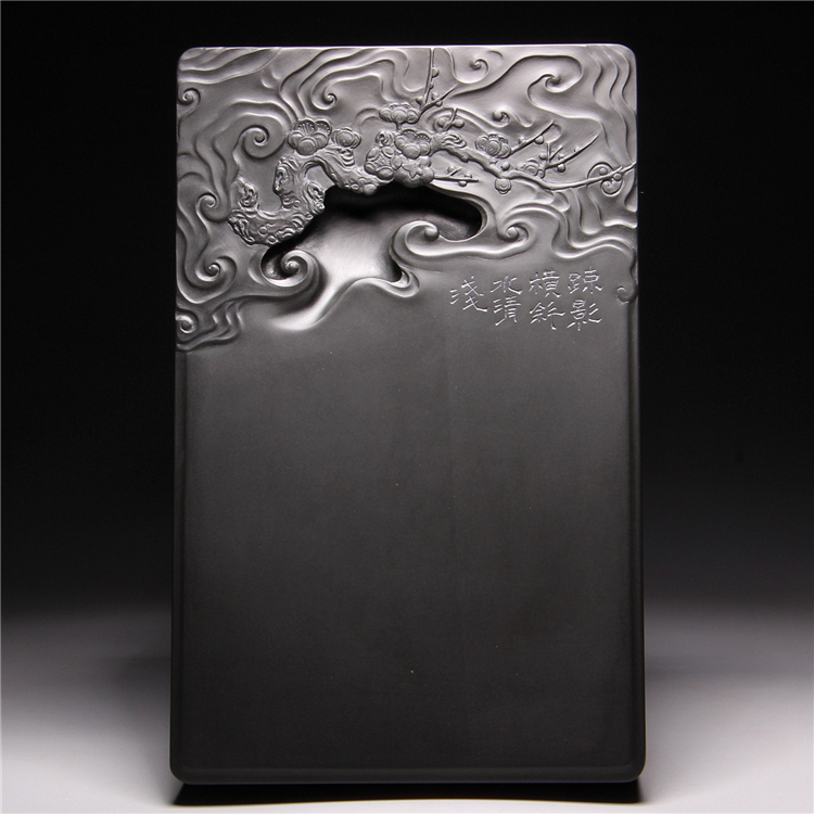 非遗名师作品 孤品《寒梅疏影》老坑籽料砚台珍藏原石歙砚端砚