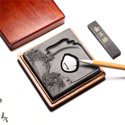 国家非遗 安徽歙砚砚台 精品山水砚正宗老坑天然原石高档文房四宝