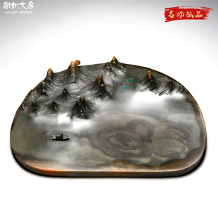 非遗大师作品 千里江山 老坑精品砚台天然原石歙砚高档文房礼品