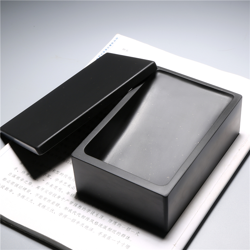 中国歙砚 金星原石砚台 经典素砚 老坑带盖砚台墨海端砚文房四宝