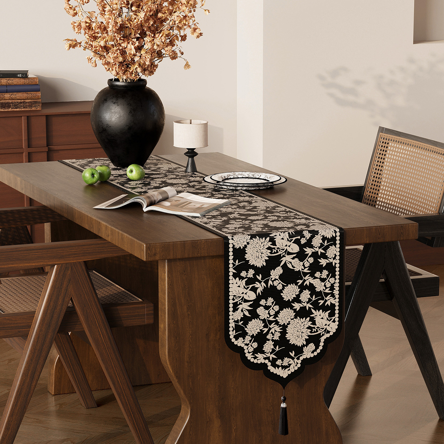 中古风桌旗轻奢高端餐桌旗布茶台茶旗桌布棉麻长条电视柜斗柜盖布