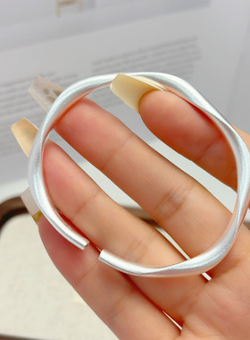 s999足银手镯女古法实心莫比乌斯素圈手环时尚百搭气质高级感手饰