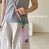 手机挂绳斜挎长款 可背六股撞色编织带子加粗结实防盗骑行背带链子