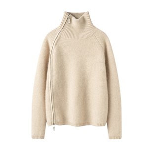 英姿飒爽~2025秋冬新款羊绒衫女士高领加厚拉链针织衫宽松毛衣厚