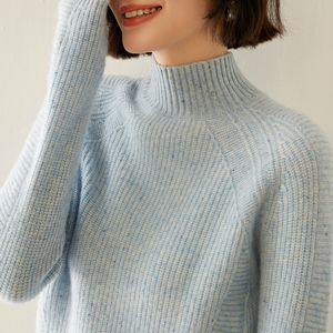 点子纱元宝针~2024冬季新山羊绒衫女士半高领加厚羊毛针织打底衫