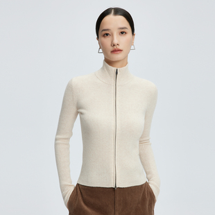 女修身 Cashmere 氣質(zhì)款 加厚秋冬半高領(lǐng)拉鏈羊絨開衫 顯瘦針織外套
