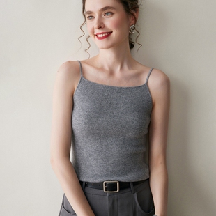 工艺款吊带搭子~2025年秋冬山羊绒内搭吊带背心女士方领针织背心