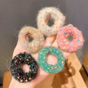 彩色系毛毛秋冬发圈高弹力发绳简约头绳头饰橡皮筋女可爱小清新