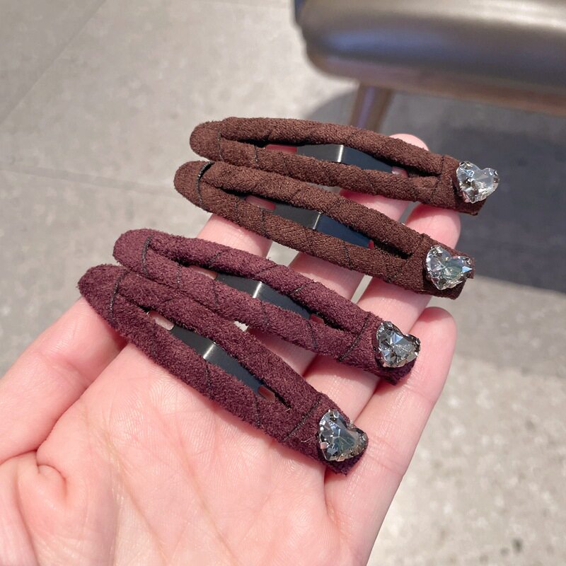 秋冬新款麂皮绒绕布刘海夹发卡