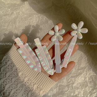 仙气十足高级感人鱼姬超仙色幻彩无痕发夹 刘海夹边夹合金侧边夹