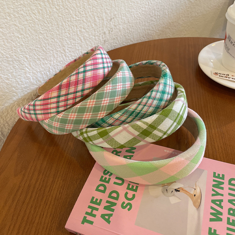 春夏新款气质百搭格子发箍网红新款复古港风头饰高颅顶发卡头箍
