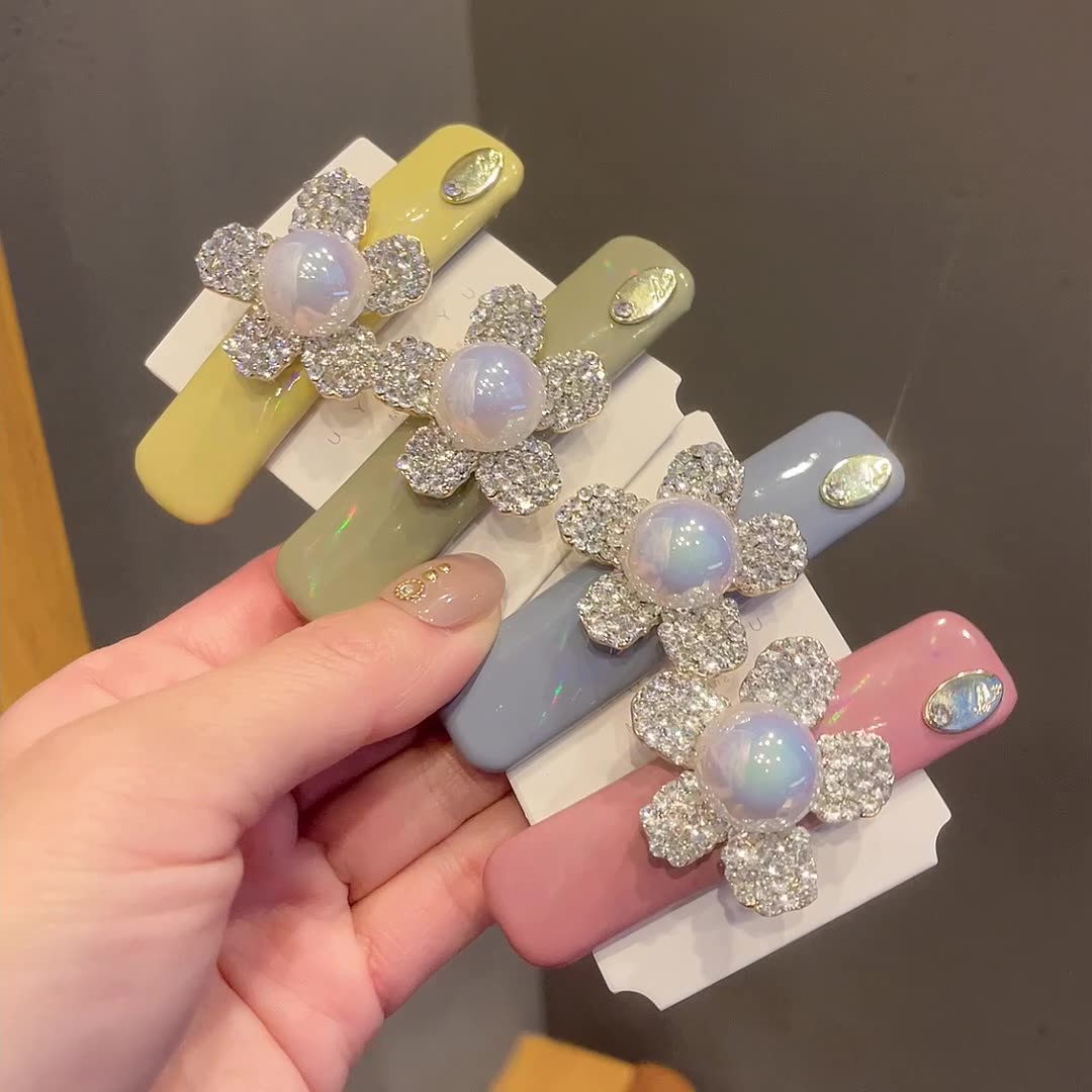 冰激凌水钻珍珠发夹鲨鱼栀子花