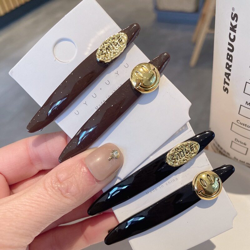 简约百搭款仿古金标一字夹侧边夹淑女风气质刘海夹碎发夹发卡头饰