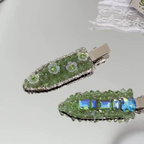 甜美精致闪钻水晶发夹鸭嘴夹侧边刘海夹BB夹小众时尚百搭发卡发饰