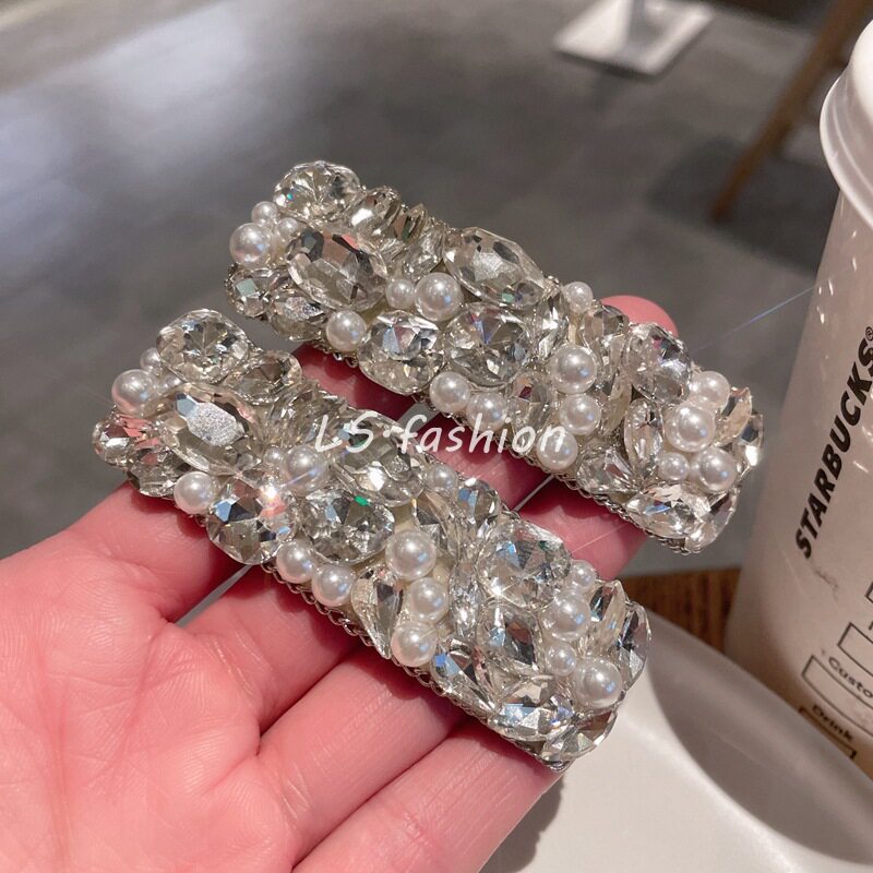 法式高级感重工水晶发夹淑女气质刘海夹前额碎发夹边夹BB夹女 发
