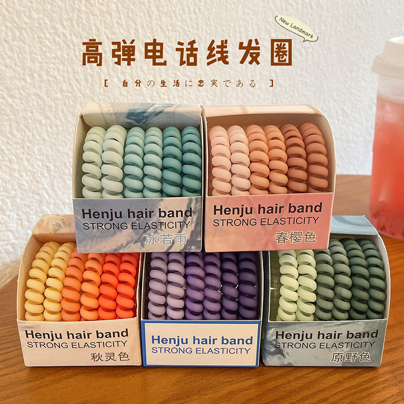 磨砂彩色简约气质高弹力时尚电话线发圈头饰扎马尾耐用绑发绳发饰
