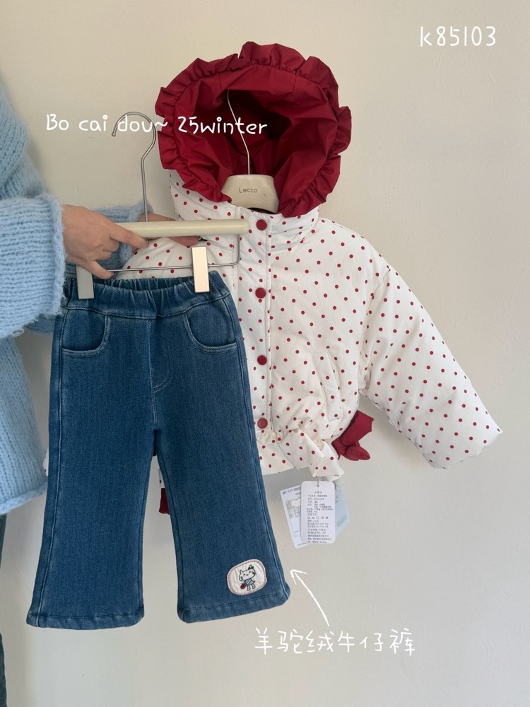 秋冬新款女童牛仔裤儿童百搭软牛仔裤羊驼绒冬季保暖小童厚85103