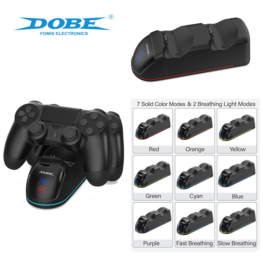 PS4无线游戏手柄双座充PS4游戏手柄充电座带RGB灯TP4-889C座充
