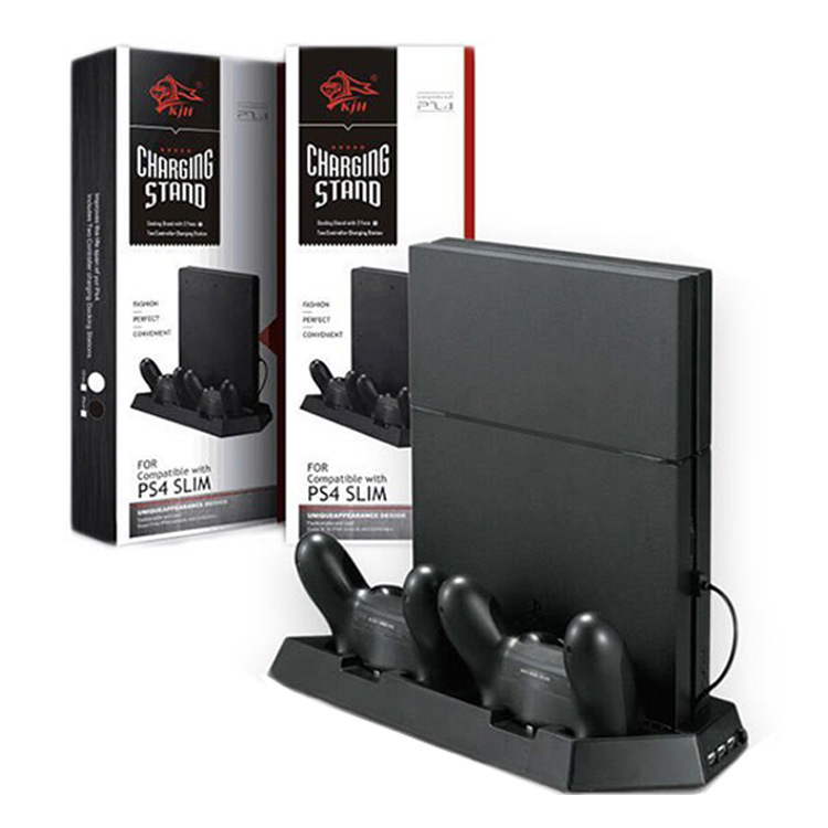 PS4SLIM主机多功能散热风扇底座支架PS4slim薄机支架PS4手柄座充