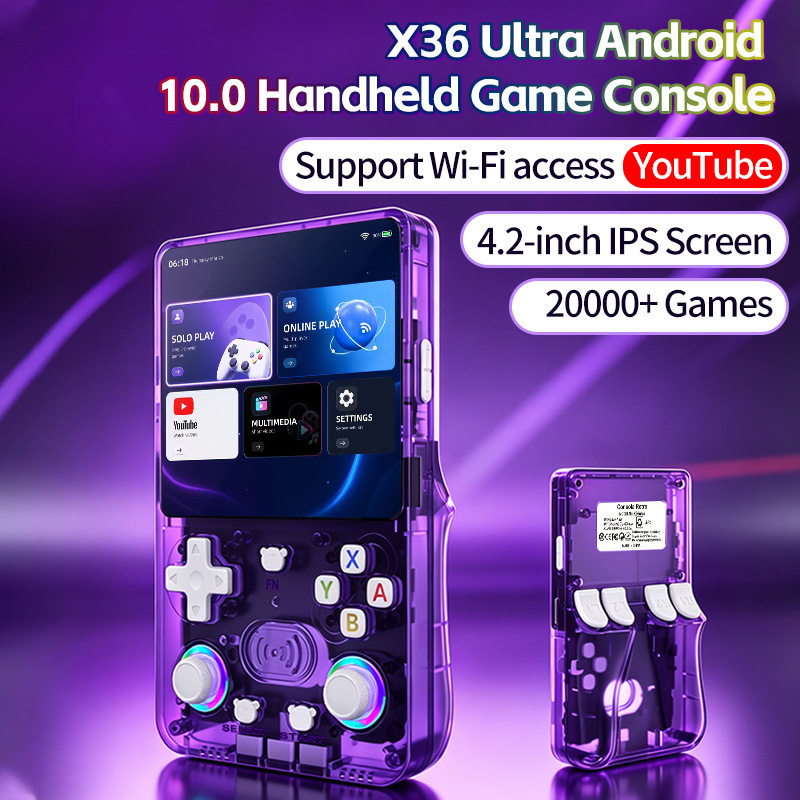 工厂新款X36ultra掌上游戏机4.2寸屏安卓双系统支持WiFi联网现货