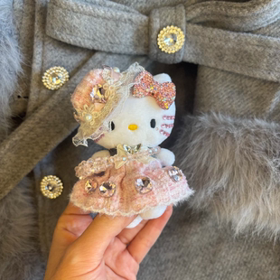 手作贵妇闪钻蝴蝶结包包挂件kt猫毛绒玩偶公仔车挂送闺蜜女生礼物