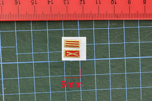 1/6兵人玩偶配件布质标-红步领章背胶可贴4*9mm迷你规格