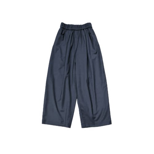 精纺羊毛松紧腰宽松西裤女宽松休闲百搭九分裤